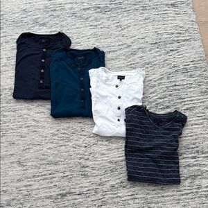 Blue, Navy, and White Henley + vneck Short Sleeve Tees Essential Collection